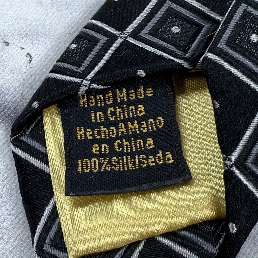 Donald J Trump Signature Collection Silk Tie Black Geometric 60